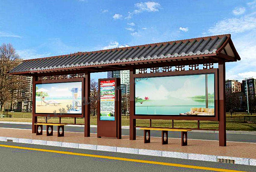 仿古候車亭AN1112-公交車站臺站亭公交站牌