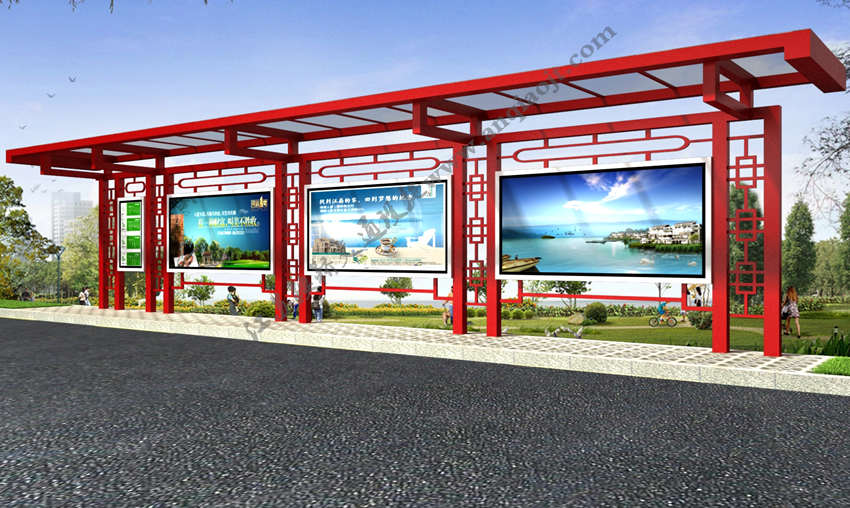 仿古候車亭AN1010-公交車站臺站亭公交站牌