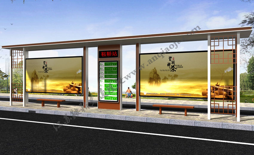 仿古候車亭AN1009-公交車站臺站亭公交站牌