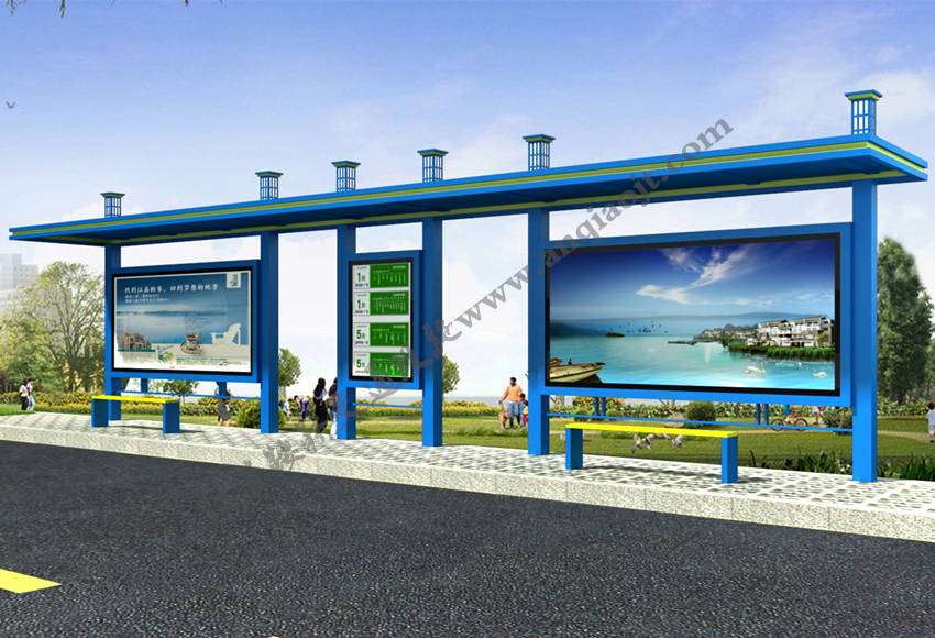 現(xiàn)代城市公交候車(chē)亭站臺(tái)AN1042-城市公交站亭