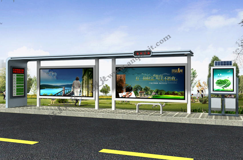 現(xiàn)代城市公交候車(chē)亭站臺(tái)AN1049-城市公交站亭