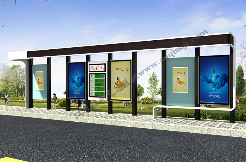 現(xiàn)代城市公交候車(chē)亭站臺(tái)AN1059-城市公交站亭
