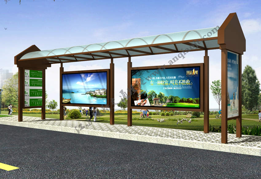 仿古候車亭AN1021-公交車站臺站亭公交站牌