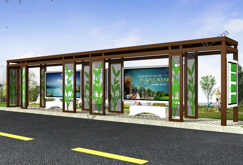 仿古候車亭AN1022-公交車站臺(tái)站亭公交站牌