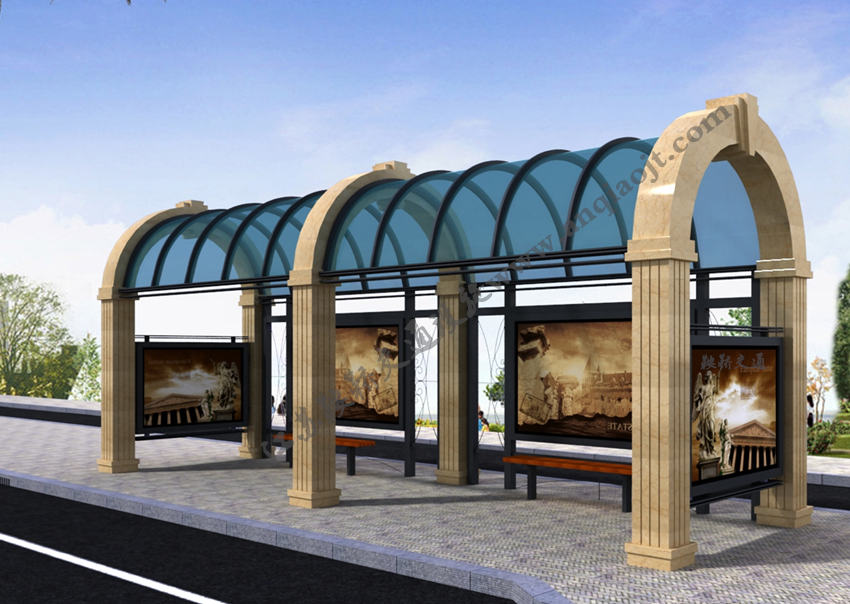 現(xiàn)代城市公交候車亭站臺(tái)AN1061-城市公交站亭