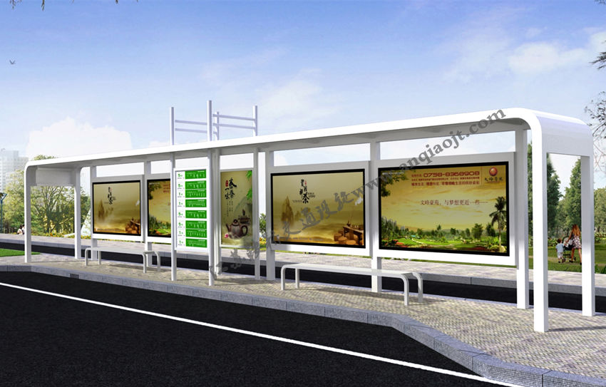 現(xiàn)代城市公交候車亭站臺(tái)AN1037-城市公交站亭