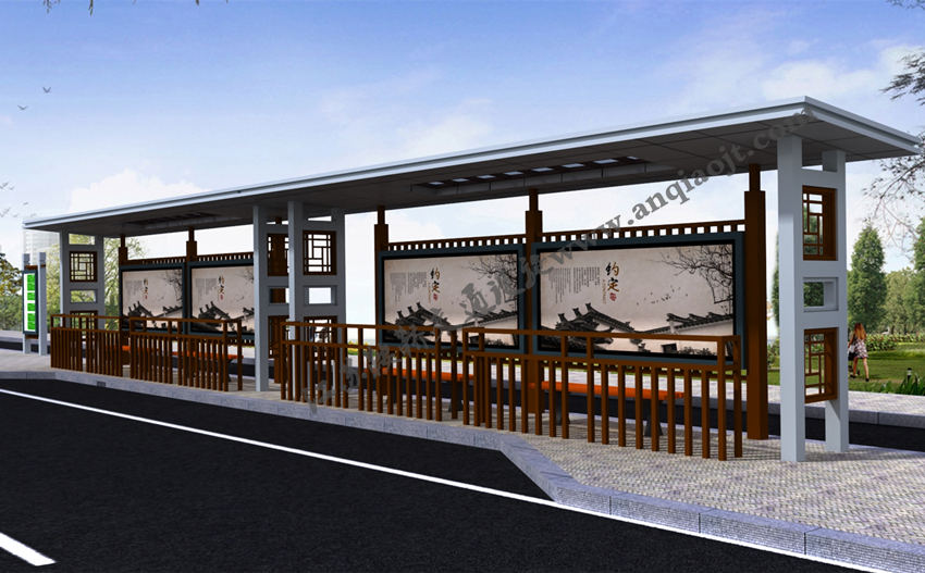 仿古候車亭AN1023-公交車站臺站亭公交站牌