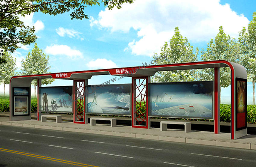 現(xiàn)代城市公交候車亭站臺AN1062-城市公交站亭