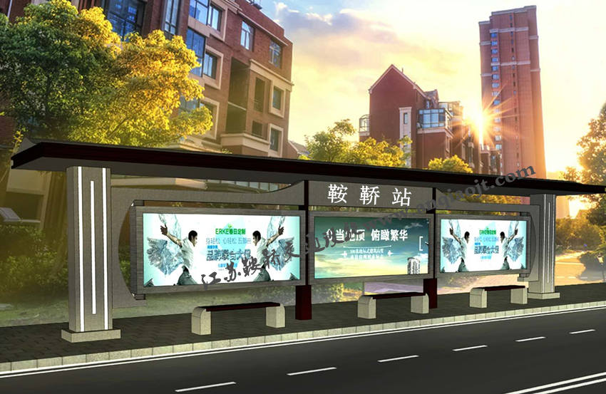 仿古候車亭AN1118-公交車站臺站亭公交站牌