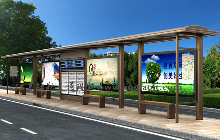 仿古候車亭AN1095-公交車站臺站亭公交站牌